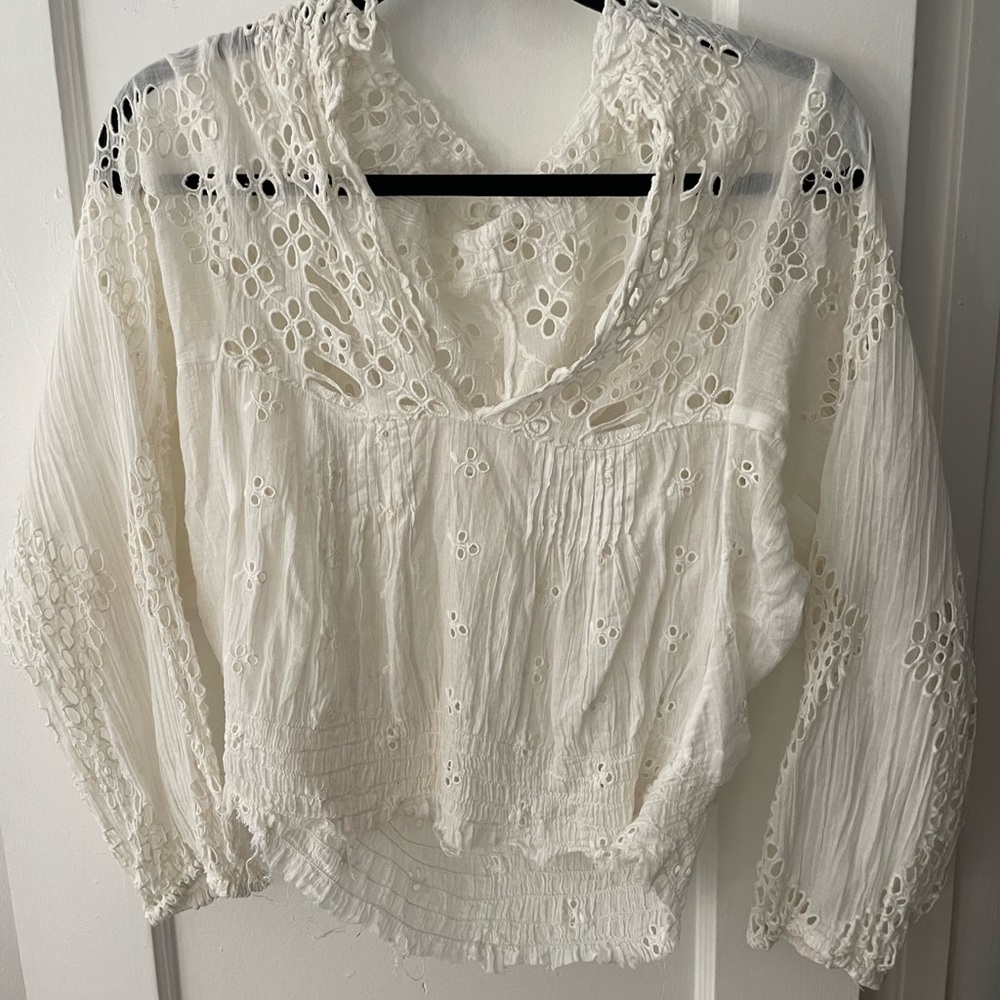 Free people ivory eyelet blouse - size small